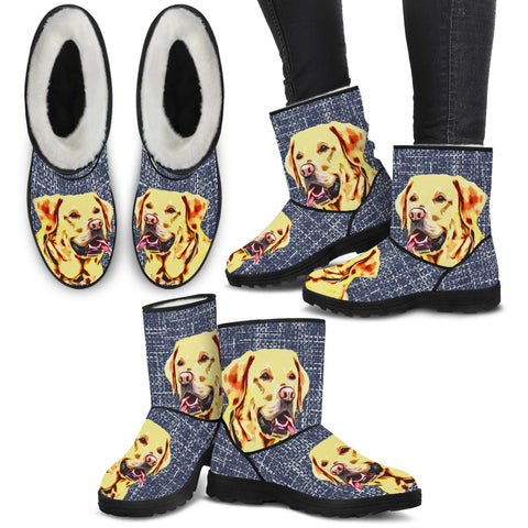Labrador Retriever Print Faux Fur Boots For Women