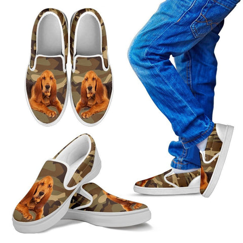 Bloodhound Dog Print Slip Ons For KidsExpress Shipping