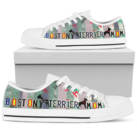 Amazing Boston Terrier Mom Print Low Top Canvas Shoes for Women