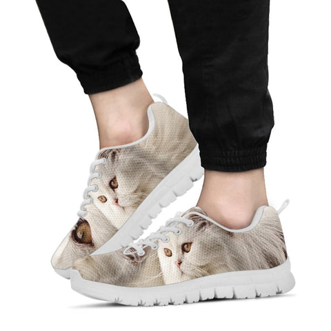 White Persian Cat Print Running Shoes