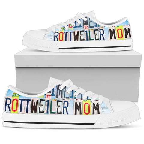 Cute Rottweiler Mom Print Low Top Canvas Shoes For Women