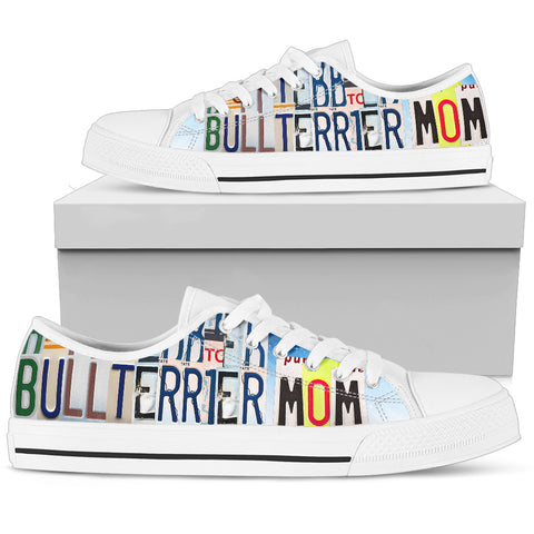 Cute Bull Terrier Mom Print Low Top Canvas Shoes For Women