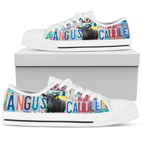 Angus Cattle Print Low Top Canvas Shoes for Women