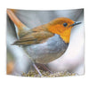 Japanese Robin Bird Print Tapestry