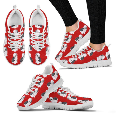 Old English Sheepdog Pattern Print Sneakers For Women Express Shipping