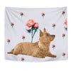 Australian Terrier With Rose Print Tapestry