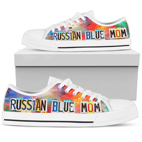 Russian Blue Mom Print Low Top Canvas Shoes for Women