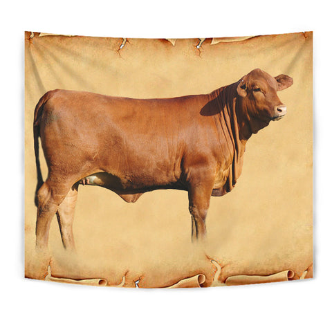 Red Brangus Cattle Print Tapestry