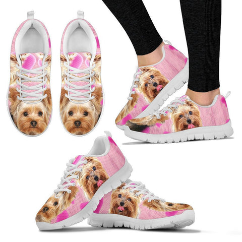 Yorkshire Terrier On Light Pink Print Running Shoes For Women