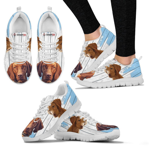 Vizsla Dog Blue White Print Sneakers For Women