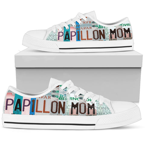 Papillon Mom Print Low Top Canvas Shoes For Women- Limited Edition