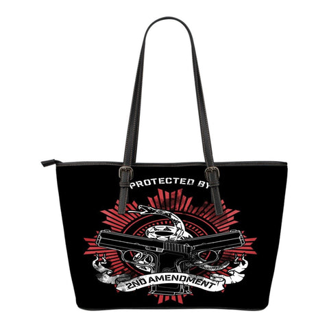 Protected By 2nd AmendmentSmall Leather Tote Bag