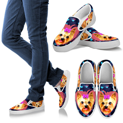 Valentine's Day SpecialYorkshire Terrier (Yorkie) Print Slip Ons Shoes For Women
