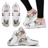 Norwegian Elkhound Pink White Print Running Shoes For Women