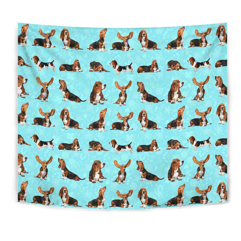 Basset Hound Dog Pattern Print Tapestry