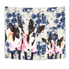 Boston Terrier On Floral Print Tapestry