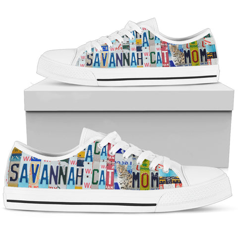 Savannah Cat Print Low Top Canvas Shoes For Women