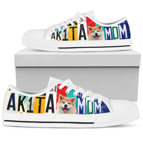 Women's Low Top Canvas Shoes For Cute Akita Mom