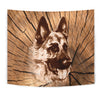 German Shepherd On Wooden Print Tapestry