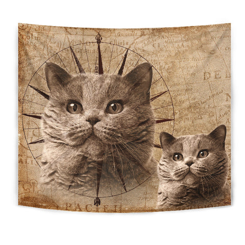 Cute British Shorthair Cat Print Tapestry