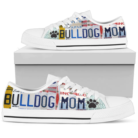 Amazing Bulldog Mom Print Low Top Canvas Shoes For Women