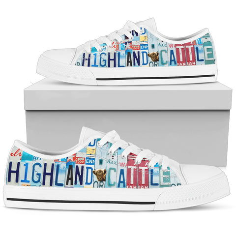 Highland Cattle(Cow) Print Low Top Canvas Shoes For Women