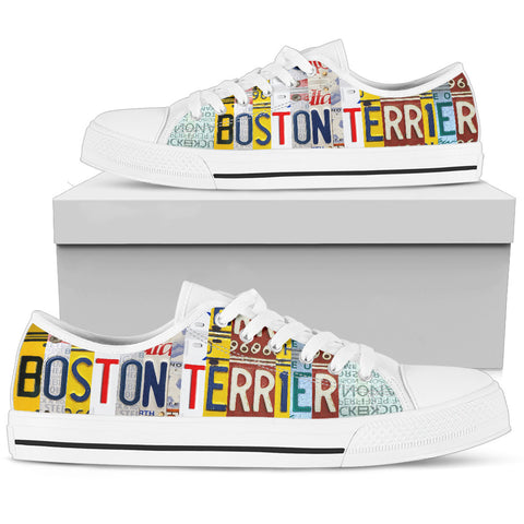 Amazing Women's Low Top Canvas Shoes For Boston Terrier Mom