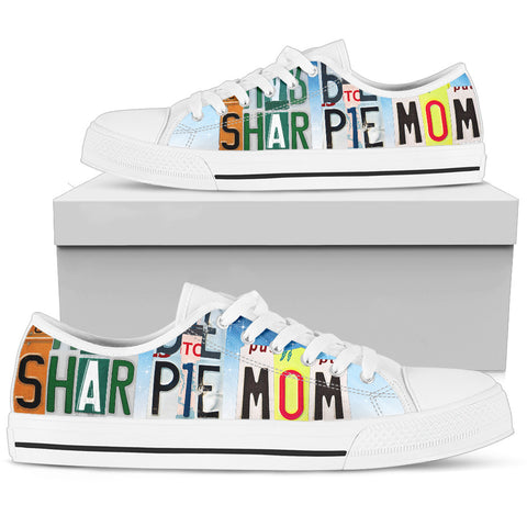 Cute Shar Pei Mom Print Low Top Canvas Shoes For Women