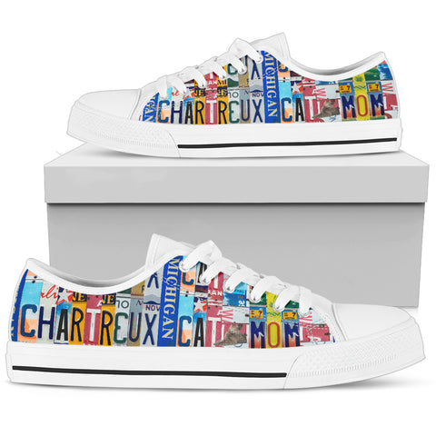 Chartreux Cat Print Low Top Canvas Shoes For Women
