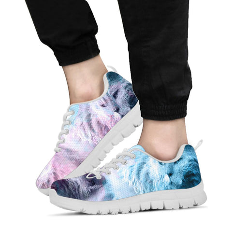 Selkirk Rex Cat On Colorful Print Running Shoes
