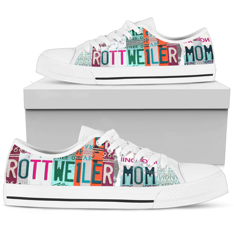 Rottweiler Mom Print Low Top Canvas Shoes For Women- Limited Edition