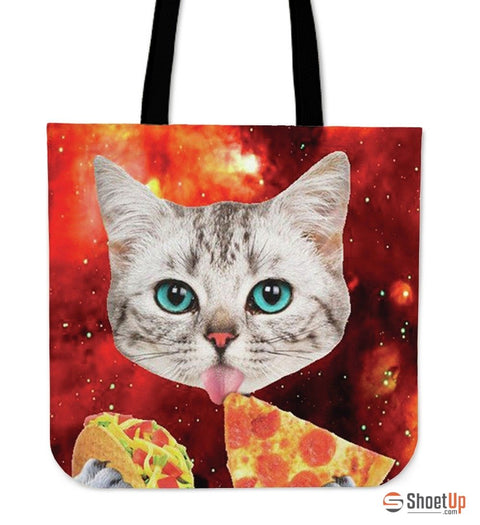 Cat Eat Pizza High Quality Tote Bag3D Print