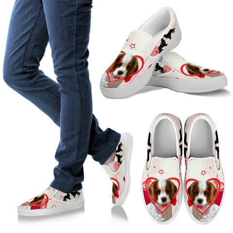 Valentine's Day Special Cavalier King Charles Spaniel Print Slip Ons For Women
