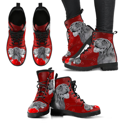 Valentine's Day SpecialVizsla Dog On Red Print Boots For Women