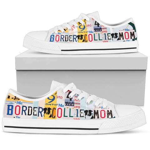 Border Collie mom Print Low Top Canvas Shoes for Women