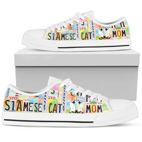 Siamese cat Mom Print Low Top Canvas Shoes for Women