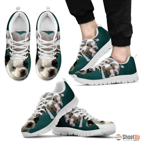 White & Grey Boston TerrierDog Running Shoes For Men Limited Edition