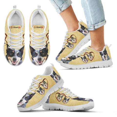 Australian Cattle Dog With Heart Print Running Shoes For Kids