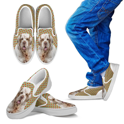 Clumber Spaniel Dog Print Slip Ons For KidsExpress Shipping