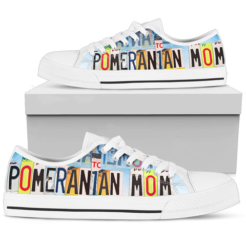 Cute Pomeranian Mom Print Low Top Canvas Shoes For Women