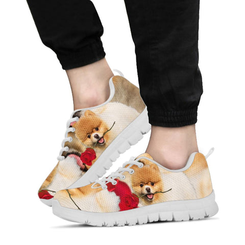 Pomeranian With Rose Print Running Shoes