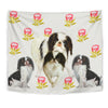 Japanese Chin Dog Floral Print Tapestry