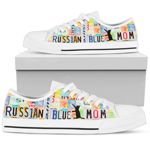 Russian Blue Mom Print Low Top Canvas Shoes for Women