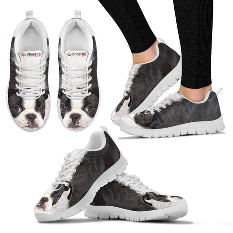 Boston Terrier Black White Print Running Shoes For Women