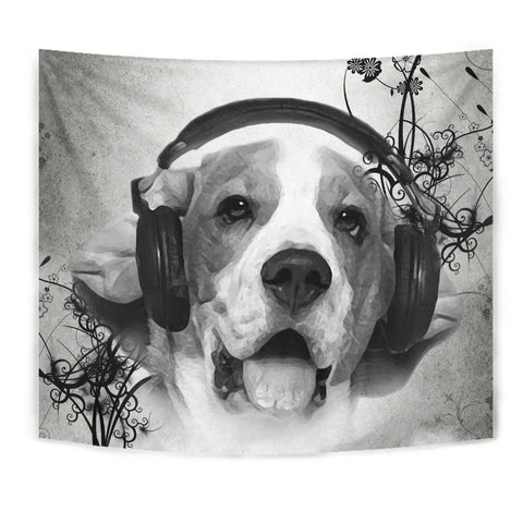 Beagle With Headphones Print Tapestry