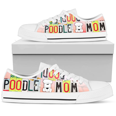 Lovely Poodle Mom Print Low Top Canvas Shoes for Women