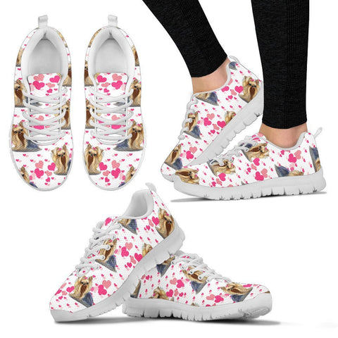 Yorkshire Terrier Pink Pattern Print Sneakers For Women Express Shipping