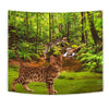 Bengal Cat In Jungle Print Tapestry