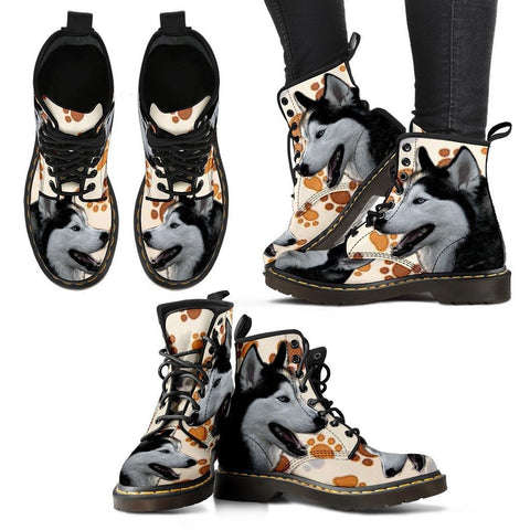 Siberian Husky Print Boots For WomenExpress Shipping