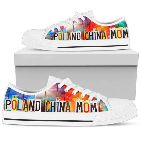 Poland China Mom Print Low Top Canvas Shoes for Women